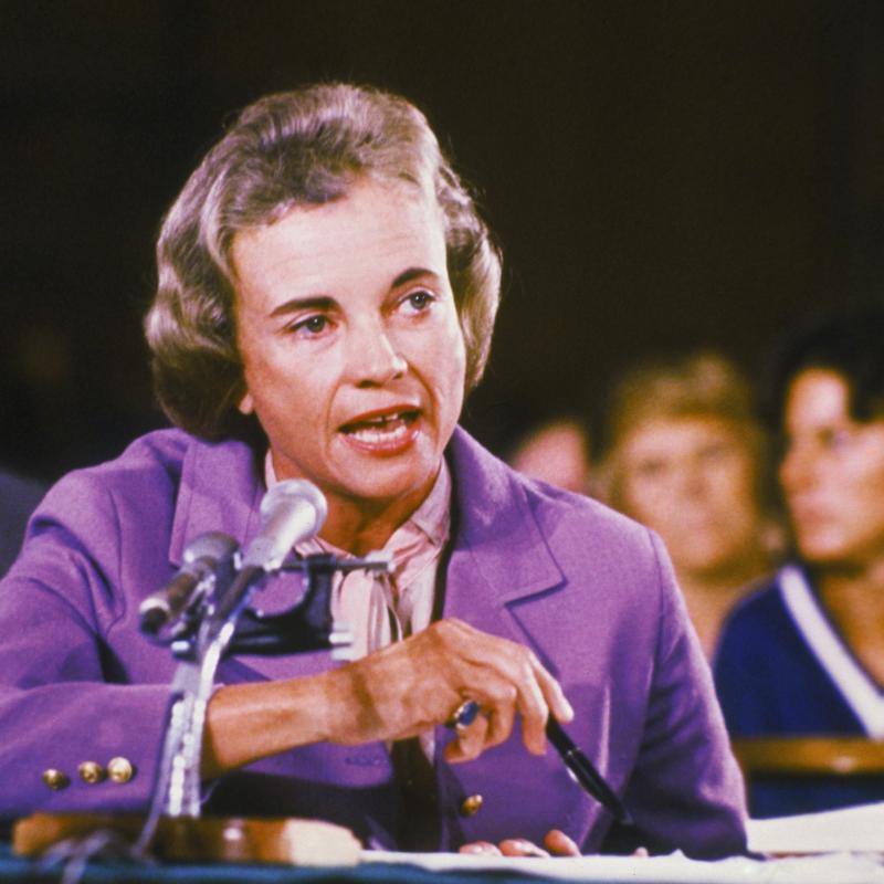 Sandra Day O'Connor testifying at a judicial hearing